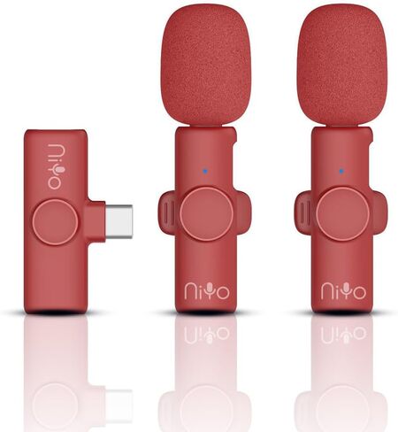 ميكروفون NiYo USB-C ذو طية صدر السترة: جودة صوت النخبة لمنشئي المحتوى، ومقدمي البث الصوتي، وعشاق التكنولوجيا، وتسجيل الفيديو، والبكرات، والسراويل القصيرة، ويوتيوب، ومدونة الفيديو، وتيك توك والمزيد (أحمر (2 ميكروفون و1 جهاز استقبال)) in Saudi Arabia
