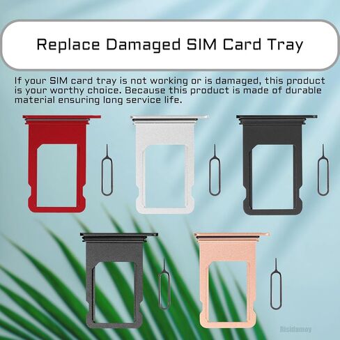 5 Color SIM Card Tray Holder Slot Replacement for iPhone 8 (Red/Gold/Space Gray/Silver/Black) for iPhone SE 2020 2nd Gen with Waterproof Rubber Seal Ring and Eject Pin (Single Sim Version) in Saudi Arabia