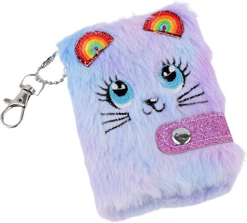 Mini Cute Cat Plush Pocket Journal with Blank Inner Paper: Thicken Diary with Lock & Keychain, Personal Small Meet Journals | Cartoon Pink Notepads Set for Girl, Nurses, Travel Writing, Drawing, Craft in Saudi Arabia