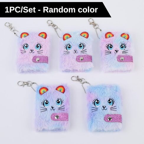 Mini Cute Cat Plush Pocket Journal with Blank Inner Paper: Thicken Diary with Lock & Keychain, Personal Small Meet Journals | Cartoon Pink Notepads Set for Girl, Nurses, Travel Writing, Drawing, Craft in Saudi Arabia