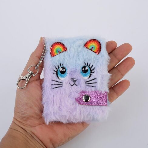 Mini Cute Cat Plush Pocket Journal with Blank Inner Paper: Thicken Diary with Lock & Keychain, Personal Small Meet Journals | Cartoon Pink Notepads Set for Girl, Nurses, Travel Writing, Drawing, Craft in Saudi Arabia