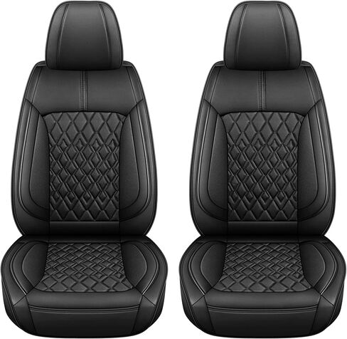 Leather Car Seat Covers Front Pair, Waterproof Breathable Faux Leather Automotive Seat Covers for Cars, Non-Slip Car Interior Covers Universal Fit Most Cars Sedans Trucks SUVs, Beige in Kuwait