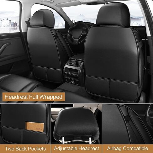 Leather Car Seat Covers Front Pair, Waterproof Breathable Faux Leather Automotive Seat Covers for Cars, Non-Slip Car Interior Covers Universal Fit Most Cars Sedans Trucks SUVs, Beige in Kuwait