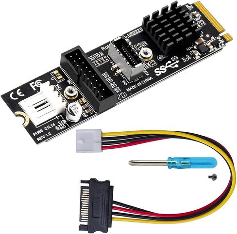 مقبس اللوحة الأمامية CY 20Gbps Type-E USB 3.1 إلى NVME NGFF M-Key Express Card محول ASM3242 شرائح للوحة الأم in Kuwait