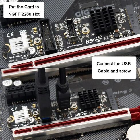 مقبس اللوحة الأمامية CY 20Gbps Type-E USB 3.1 إلى NVME NGFF M-Key Express Card محول ASM3242 شرائح للوحة الأم in Kuwait