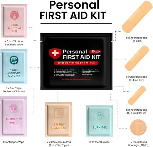 Portable Travel Size First Aid Kit - Perfect for Home, Office, Car, School, Business, Travel, Hiking, College, and Outdoors | Individually Wrapped Medical Kit Products (Abstract) in Saudi Arabia