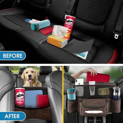 Car Seat Organizer, Back Seat Car Organizer, Between Seat Car Organizer, Car Purse Holder Between Seats, Backseat Cup Holder For Car, Car Organizer Between Seats, Car Visor Organizer. (Brown) in Saudi Arabia