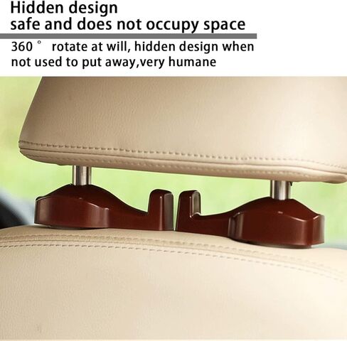 خطافات مسند رأس السيارة، قطعتان حامل محفظة السيارة للمقعد الخلفي، خطاف مسند رأس المقعد الخلفي الأمامي للسيارة يدور 360 درجة، منظم تخزين عالمي للمركبات للحقائب ومحفظة القماش والبقالة (أسود) in Kuwait