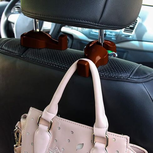 خطافات مسند رأس السيارة، قطعتان حامل محفظة السيارة للمقعد الخلفي، خطاف مسند رأس المقعد الخلفي الأمامي للسيارة يدور 360 درجة، منظم تخزين عالمي للمركبات للحقائب ومحفظة القماش والبقالة (أسود) in Kuwait