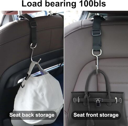 LYCARESUN 4 Pack Car Seat Headrest Hooks for Purses and Bags, Car Purse Hook, Adjustable Car Bag Holder Hook, Heavy Duty 100 lbs. in Kuwait