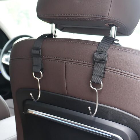 LYCARESUN 4 Pack Car Seat Headrest Hooks for Purses and Bags, Car Purse Hook, Adjustable Car Bag Holder Hook, Heavy Duty 100 lbs. in Kuwait