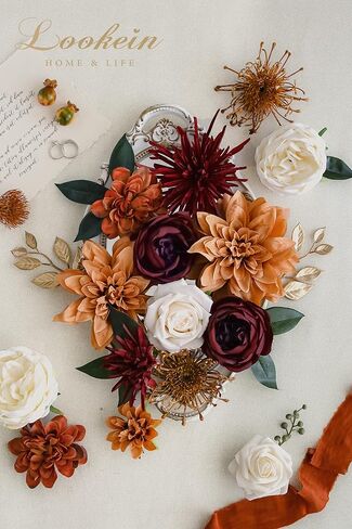 Lookein Artificial Flowers for DIY Wedding Decoration Bridal Bouquet Table Centerpieces Flower Garland Arch Flower Decoration Home Decor, Rustic Terracotta in Saudi Arabia