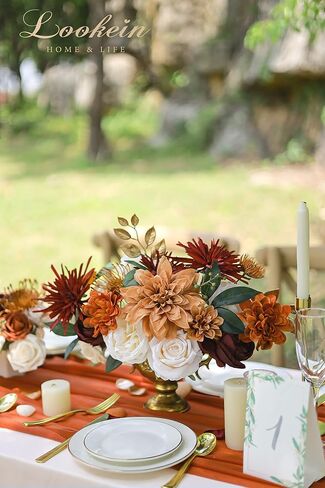 Lookein Artificial Flowers for DIY Wedding Decoration Bridal Bouquet Table Centerpieces Flower Garland Arch Flower Decoration Home Decor, Rustic Terracotta in Saudi Arabia