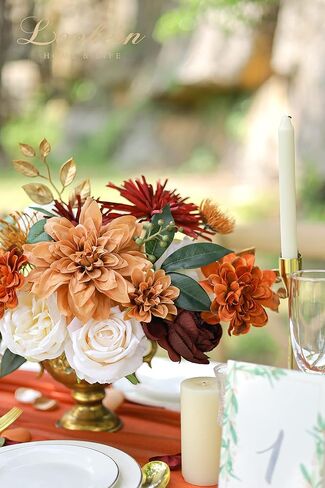 Lookein Artificial Flowers for DIY Wedding Decoration Bridal Bouquet Table Centerpieces Flower Garland Arch Flower Decoration Home Decor, Rustic Terracotta in Saudi Arabia