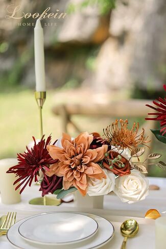 Lookein Artificial Flowers for DIY Wedding Decoration Bridal Bouquet Table Centerpieces Flower Garland Arch Flower Decoration Home Decor, Rustic Terracotta in Saudi Arabia