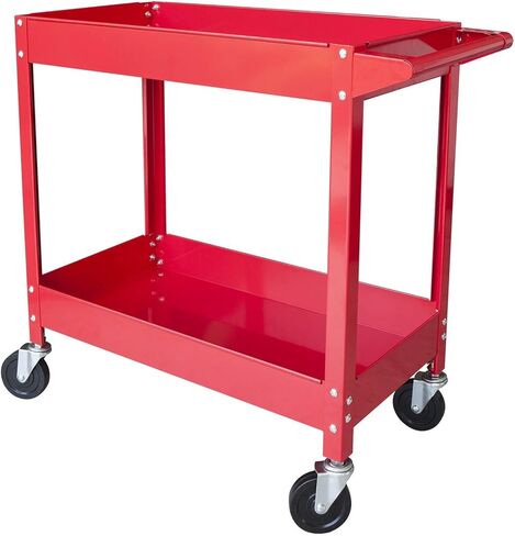 عربة خدمات كبيرة باللون الأحمر، شديدة التحمل، طبقة رفين، 300 رطل، منظم تخزين عربة دوارة لورشة عمل مستودع المرآب، APTC304R-1، أحمر in Kuwait