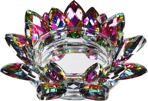 Crystal Lotus Flower Candle Holder, Crystal Tealight Candle Holder up to 3.2''D Candles, Tealight Stand Glass Holder, Decorative Candle Holder for Home Decor Wedding Party in Saudi Arabia
