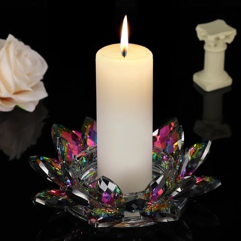 Crystal Lotus Flower Candle Holder, Crystal Tealight Candle Holder up to 3.2''D Candles, Tealight Stand Glass Holder, Decorative Candle Holder for Home Decor Wedding Party in Saudi Arabia