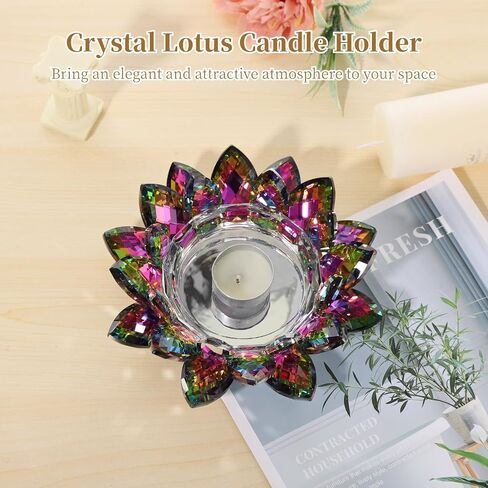 Crystal Lotus Flower Candle Holder, Crystal Tealight Candle Holder up to 3.2''D Candles, Tealight Stand Glass Holder, Decorative Candle Holder for Home Decor Wedding Party in Saudi Arabia