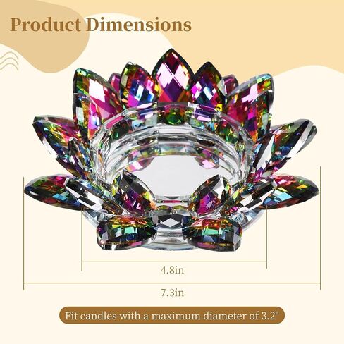 Crystal Lotus Flower Candle Holder, Crystal Tealight Candle Holder up to 3.2''D Candles, Tealight Stand Glass Holder, Decorative Candle Holder for Home Decor Wedding Party in Saudi Arabia