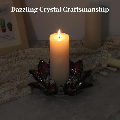 Crystal Lotus Flower Candle Holder, Crystal Tealight Candle Holder up to 3.2''D Candles, Tealight Stand Glass Holder, Decorative Candle Holder for Home Decor Wedding Party in Saudi Arabia