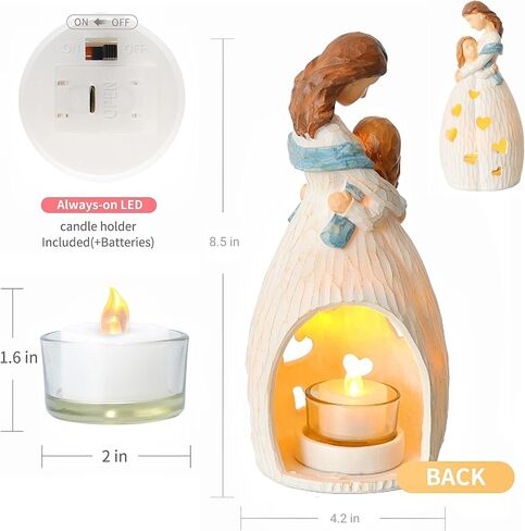 Gifts for Mom from Daughter, Mother & Daughter Tea Light Holder, Candle Holders with Flickering LED Candle for Xmas Birthday Bride Gift Home Bathroom Tabletop in Kuwait
