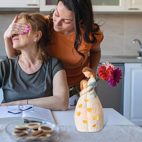 Gifts for Mom from Daughter, Mother & Daughter Tea Light Holder, Candle Holders with Flickering LED Candle for Xmas Birthday Bride Gift Home Bathroom Tabletop in Kuwait