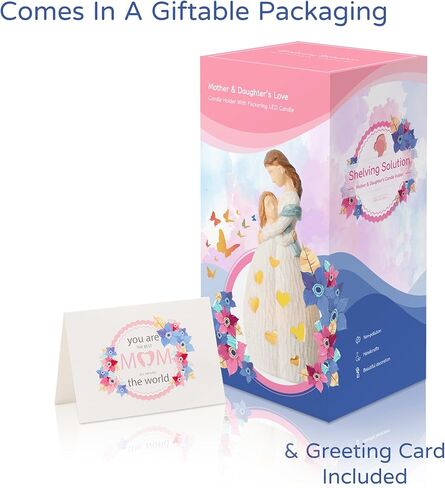 Gifts for Mom from Daughter, Mother & Daughter Tea Light Holder, Candle Holders with Flickering LED Candle for Xmas Birthday Bride Gift Home Bathroom Tabletop in Kuwait