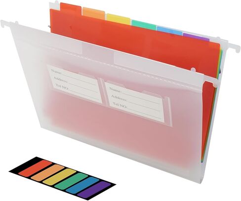 مجلدات ملفات معلقة، مجلدات تعليق بلاستيكية مزخرفة، سعة كبيرة، مصممة لتنظيم ملفات التعليق المرمزة بالألوان في المكتب، علامات تبويب متعددة الألوان، أسود in Kuwait