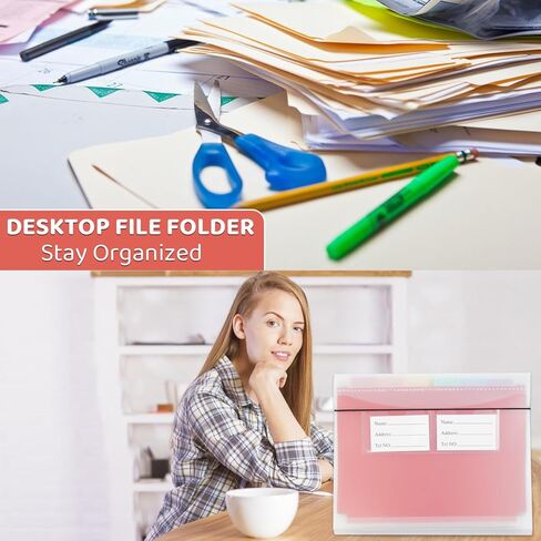 مجلدات ملفات معلقة، مجلدات تعليق بلاستيكية مزخرفة، سعة كبيرة، مصممة لتنظيم ملفات التعليق المرمزة بالألوان في المكتب، علامات تبويب متعددة الألوان، أسود in Kuwait