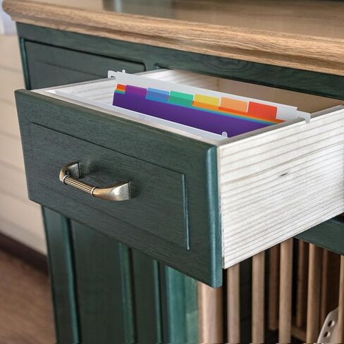 مجلدات ملفات معلقة، مجلدات تعليق بلاستيكية مزخرفة، سعة كبيرة، مصممة لتنظيم ملفات التعليق المرمزة بالألوان في المكتب، علامات تبويب متعددة الألوان، أسود in Kuwait