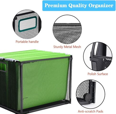 منظم ملفات معلق للمكتب، صندوق حامل ملفات معدني ممتاز بحجم حرف، صندوق حامل ملفات، سهل التجميع، خزانات تخزين سلة الملفات المحمولة لسطح المكتب in Kuwait