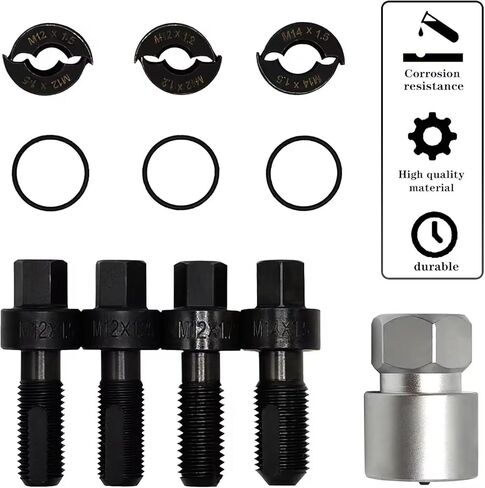 4PCS M12 & M14 Wheel Stud Thread Restorer Kit, Reverse Action Wheel Stud Thread Restorer Kit, Repairs Threads on Wheel Studs and Bolts, Re-Threader Kit in Kuwait