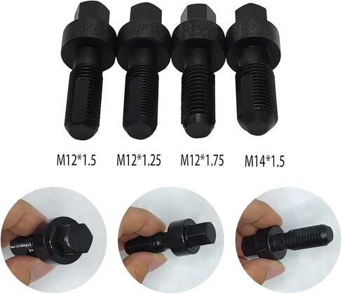 4PCS M12 & M14 Wheel Stud Thread Restorer Kit, Reverse Action Wheel Stud Thread Restorer Kit, Repairs Threads on Wheel Studs and Bolts, Re-Threader Kit in Kuwait