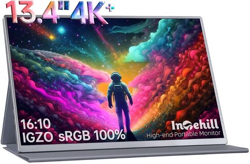 شاشة Intehill 4K المحمولة لأجهزة الكمبيوتر المحمول وأجهزة الكمبيوتر الصغيرة، شاشة كمبيوتر صغيرة متطورة مقاس 13.4 بوصة مع نسبة ذهبية 16:10 ودقة 3840x2400 (13.4 بوصة 4K+ U13NA) in Kuwait