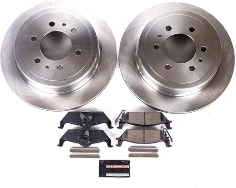 Power Stop KOE1950 مجموعة فرامل بديلة خلفية متخصصة - دوارات فرامل OE ووسادات فرامل سيراميك لـ 2004 2005 2006 2007 2008 2009 2010 2011 Ford F-150 Harley and 6 Lug | 2006-2008 لينكولن مارك LT in Kuwait