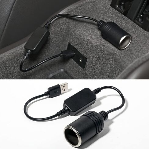 USB A ذكر إلى 12 فولت مقبس ولاعة سجائر السيارة كابل محول طاقة أنثى، مناسب لمسجل القيادة، والكلب الإلكتروني، ومنقي السيارة، وغيرها من المعدات الإلكترونية للسيارات in Kuwait