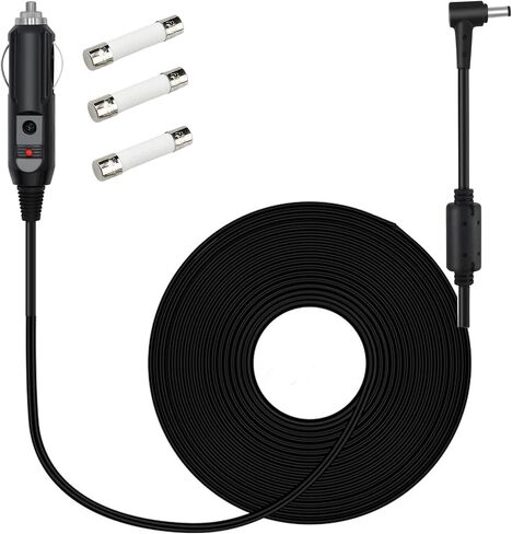 12V/24VCar Cigarette Lighter Power Supply Adapter Male Plug Extension Cable 9.84FT with Switch Button DC 5.5mm x 2.1mm to Car Cigarette Lighter Male Plug for Rear View Camera Monitor Car Refrigerato in Saudi Arabia