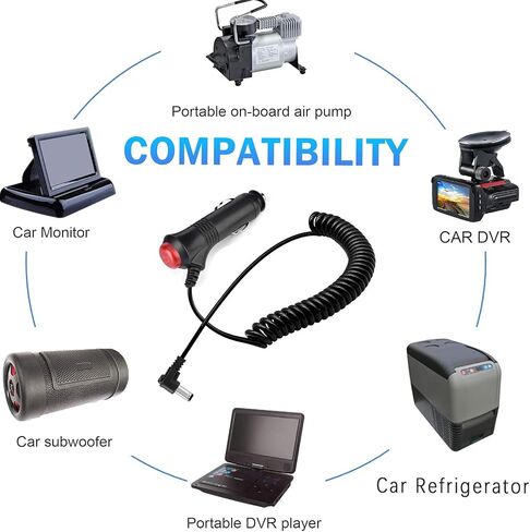 12V/24VCar Cigarette Lighter Power Supply Adapter Male Plug Extension Cable 9.84FT with Switch Button DC 5.5mm x 2.1mm to Car Cigarette Lighter Male Plug for Rear View Camera Monitor Car Refrigerato in Saudi Arabia