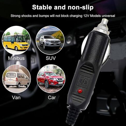 12V/24VCar Cigarette Lighter Power Supply Adapter Male Plug Extension Cable 9.84FT with Switch Button DC 5.5mm x 2.1mm to Car Cigarette Lighter Male Plug for Rear View Camera Monitor Car Refrigerato in Saudi Arabia