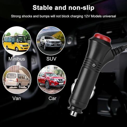 12V/24VCar Cigarette Lighter Power Supply Adapter Male Plug Extension Cable 9.84FT with Switch Button DC 5.5mm x 2.1mm to Car Cigarette Lighter Male Plug for Rear View Camera Monitor Car Refrigerato in Saudi Arabia