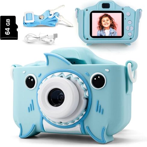 GKidz Kids Camera for Boys & Girls Toy Camera Age 3-12 Years Old Young Photographers with 64GB SD Card, Hanging Belt & Durable Silicone Case Ideal Gift for Kids | Camera for Kids | Toddler Camera in Saudi Arabia