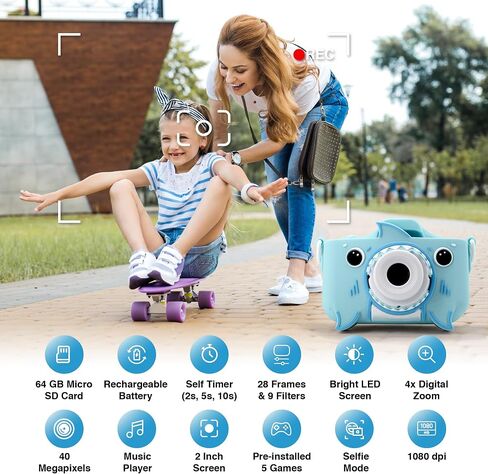 GKidz Kids Camera for Boys & Girls Toy Camera Age 3-12 Years Old Young Photographers with 64GB SD Card, Hanging Belt & Durable Silicone Case Ideal Gift for Kids | Camera for Kids | Toddler Camera in Saudi Arabia