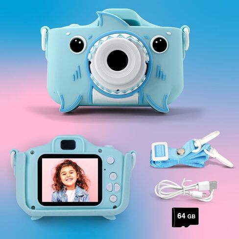 GKidz Kids Camera for Boys & Girls Toy Camera Age 3-12 Years Old Young Photographers with 64GB SD Card, Hanging Belt & Durable Silicone Case Ideal Gift for Kids | Camera for Kids | Toddler Camera in Saudi Arabia
