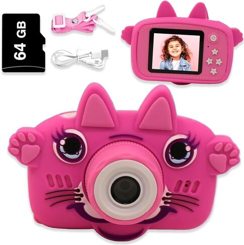 GKidz Kids Camera for Boys & Girls Toy Camera Age 3-12 Years Old Young Photographers with 64GB SD Card, Hanging Belt & Durable Silicone Case Ideal Gift for Kids | Camera for Kids | Toddler Camera in Saudi Arabia