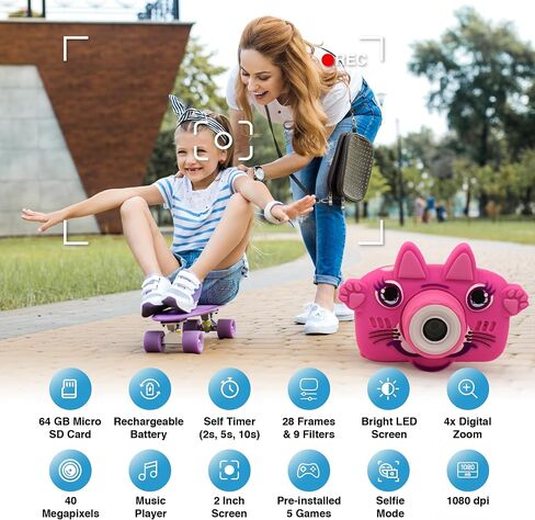 GKidz Kids Camera for Boys & Girls Toy Camera Age 3-12 Years Old Young Photographers with 64GB SD Card, Hanging Belt & Durable Silicone Case Ideal Gift for Kids | Camera for Kids | Toddler Camera in Saudi Arabia
