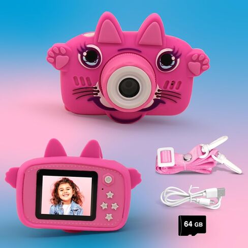 GKidz Kids Camera for Boys & Girls Toy Camera Age 3-12 Years Old Young Photographers with 64GB SD Card, Hanging Belt & Durable Silicone Case Ideal Gift for Kids | Camera for Kids | Toddler Camera in Saudi Arabia