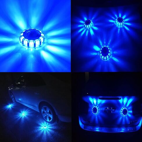 3 Pack Red LED Road Flares, Emergency Lights, Roadside Safety Beacon, Disc Flashing Warning Flare Kit,with Magnetic Base & Hook (Batteries Not Included) in Saudi Arabia