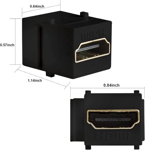 4K HDMI Keystone Jack 4K Keystone HDMI Jack Coupler Keystone with 4K 120Hz (Black) in Saudi Arabia