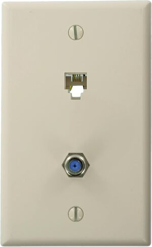 Leviton 40259-A Standard Telephone Wall Jack, 6P4C X F, Screw Terminal, Almond in Saudi Arabia